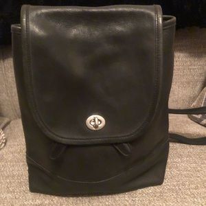 Coach black mini backpack leather